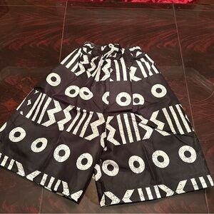 ✨ Cotton Black and White Shorts -  African Print Ankara Kampala